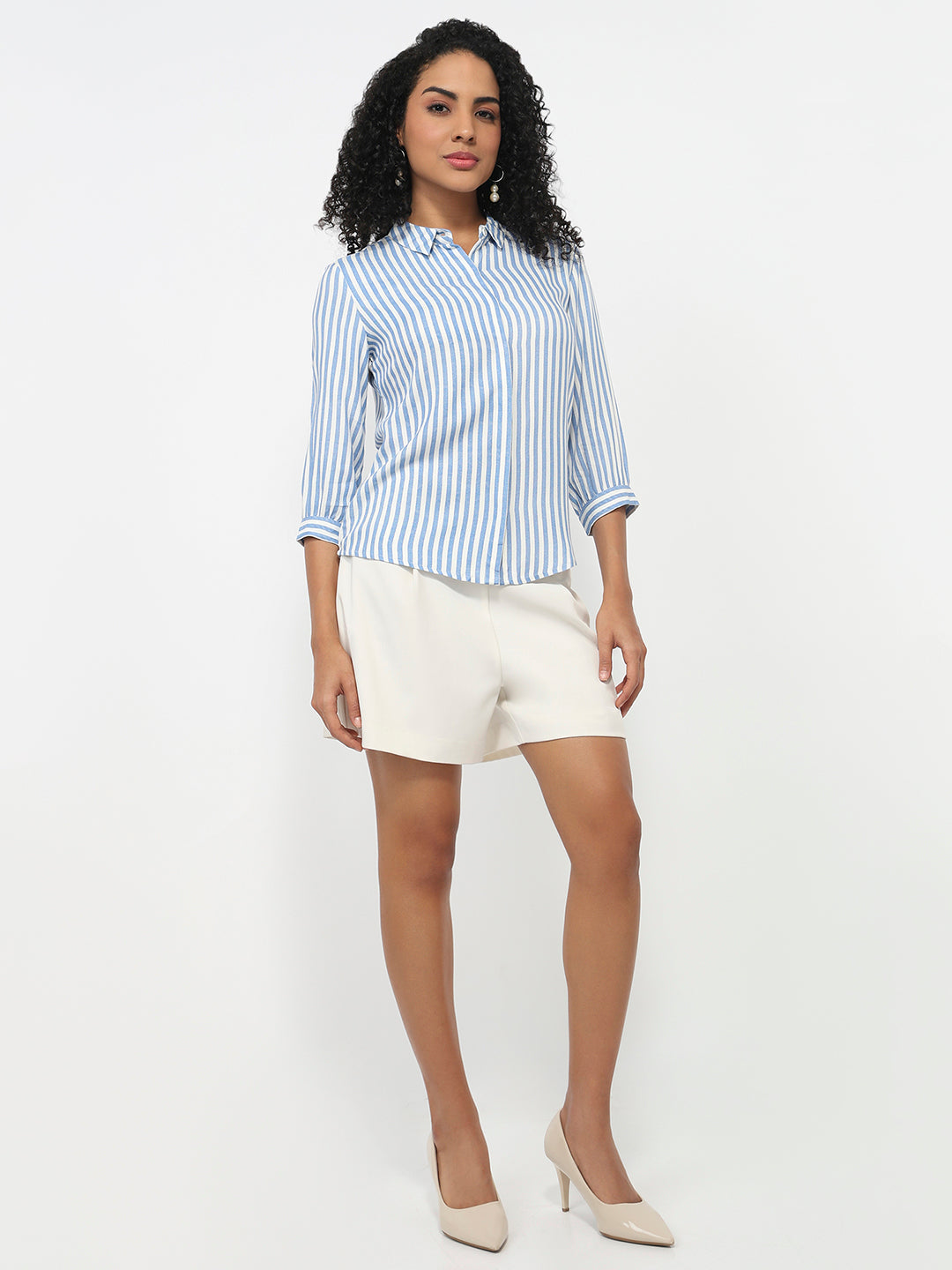 Women Blue/White Striped Shirt