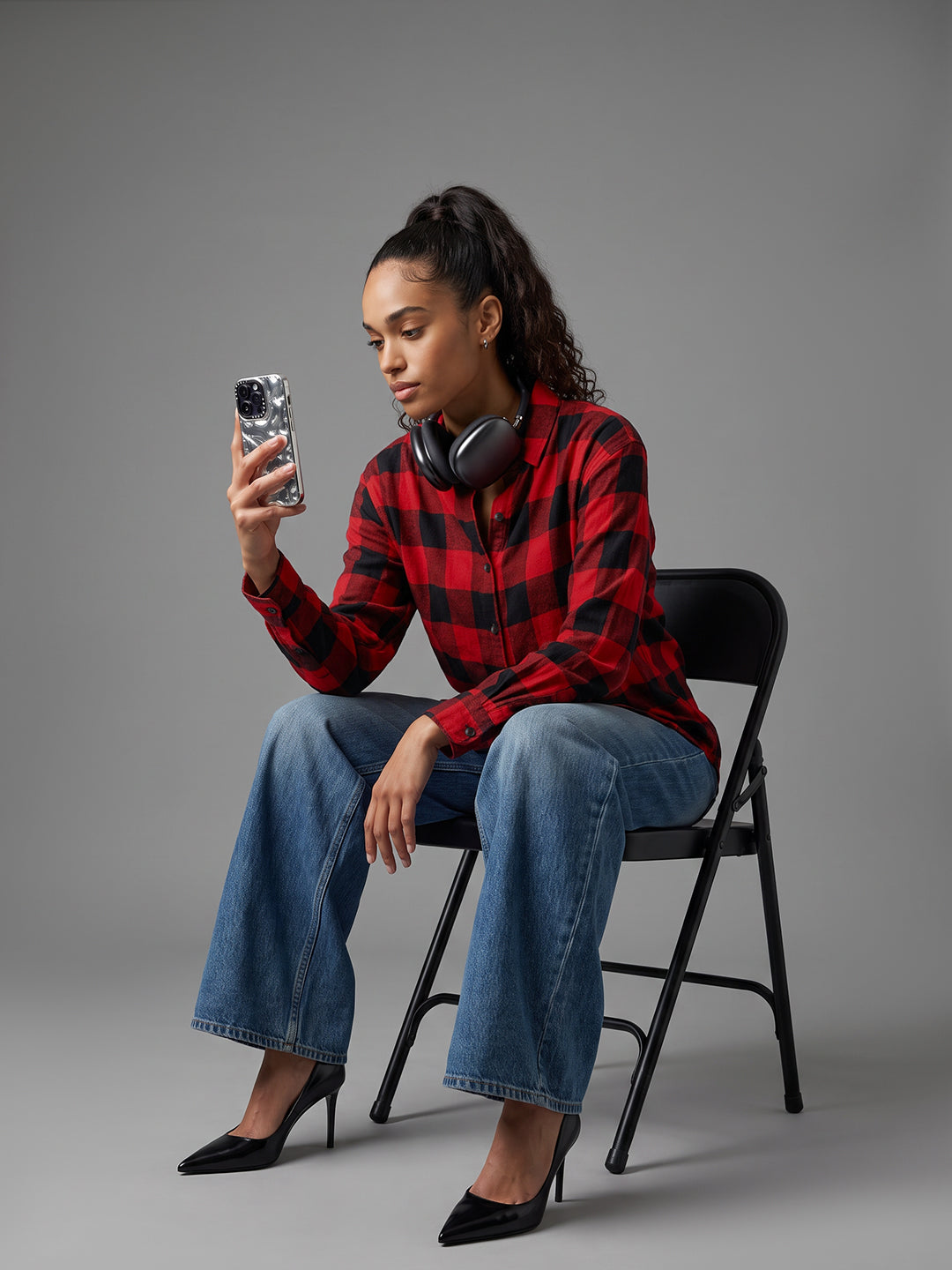 Red/Black Oversized Checked Shirt