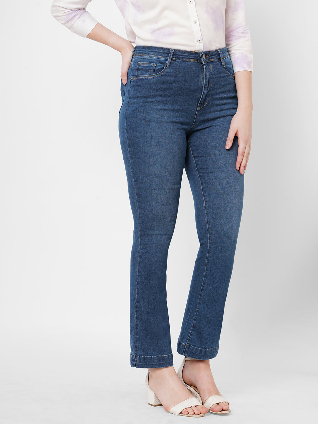 Women Blue High-Rise Flare Jeans