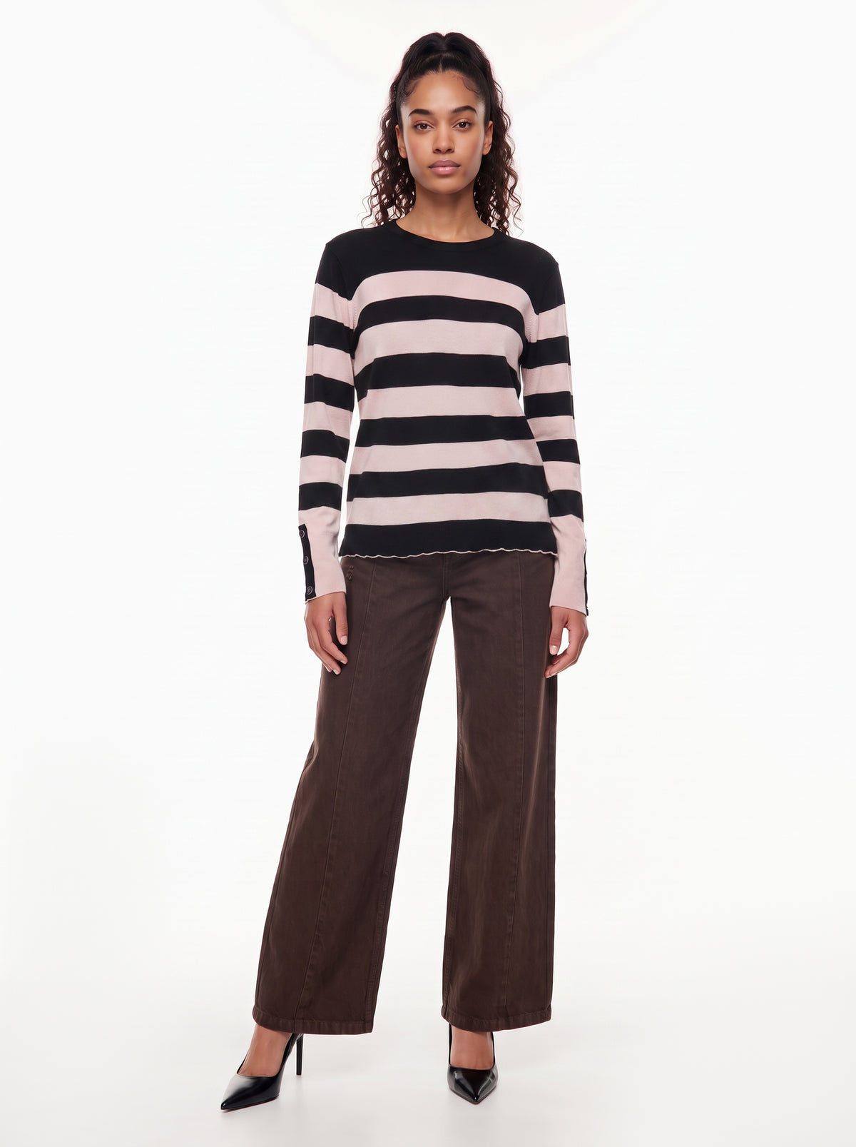 Black/Beige Flat Knit