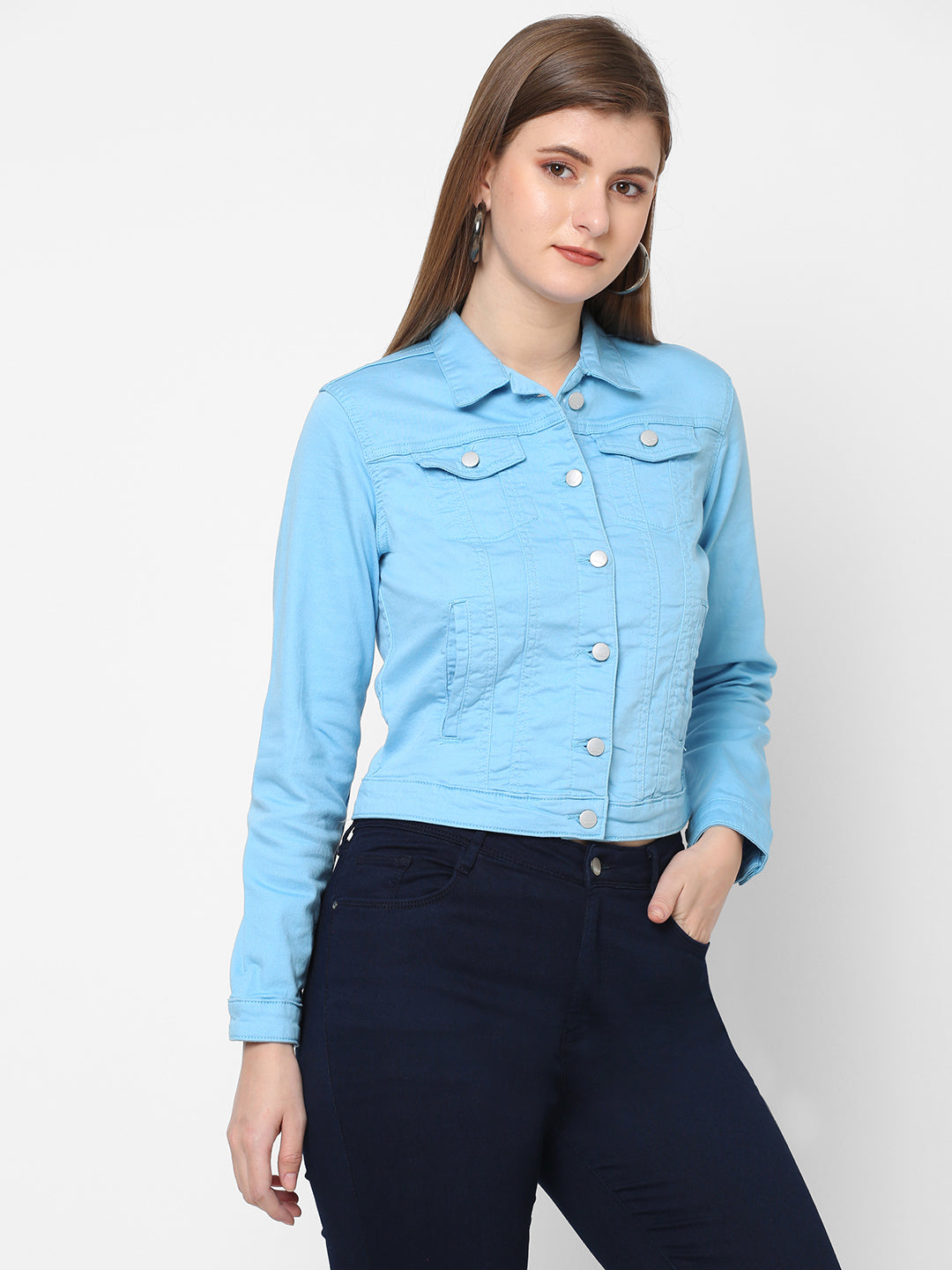 Women Trucker With Flap Pockets Jacket