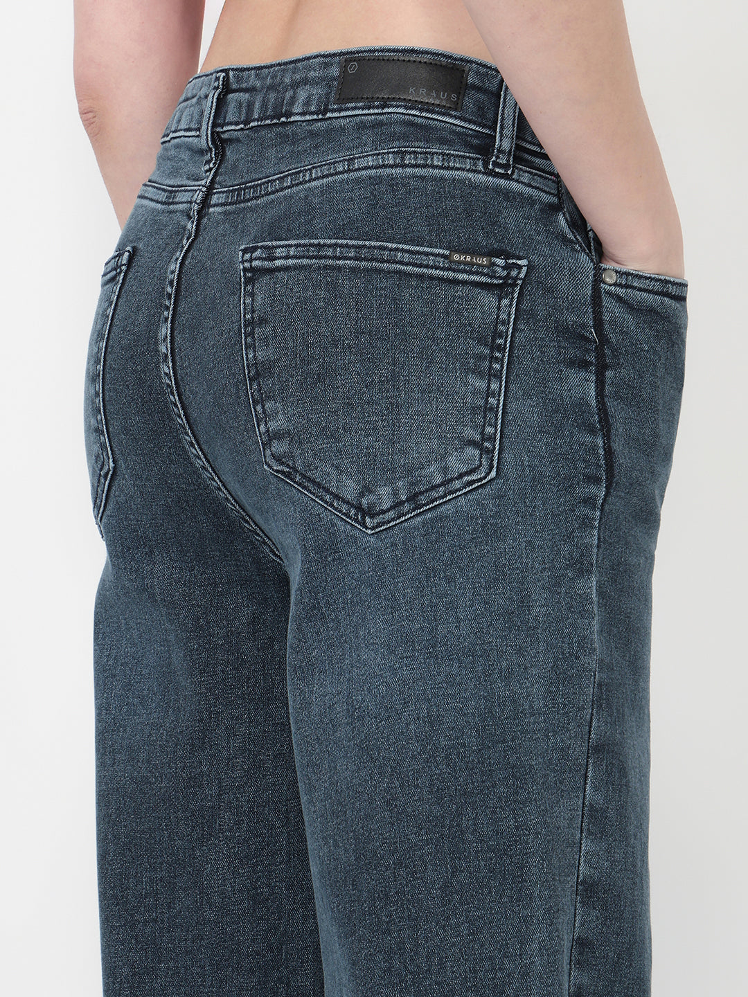 Women Slate Blue High-Rise Baggy Jeans