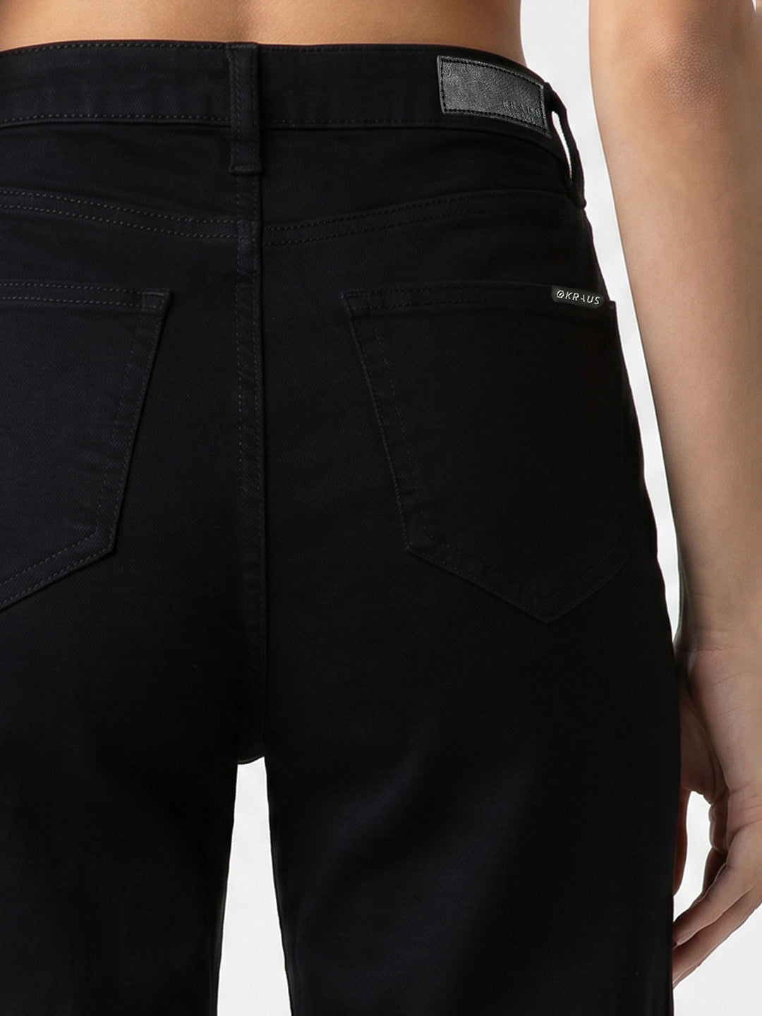 Women Black High-Rise Straight Fit Jeans