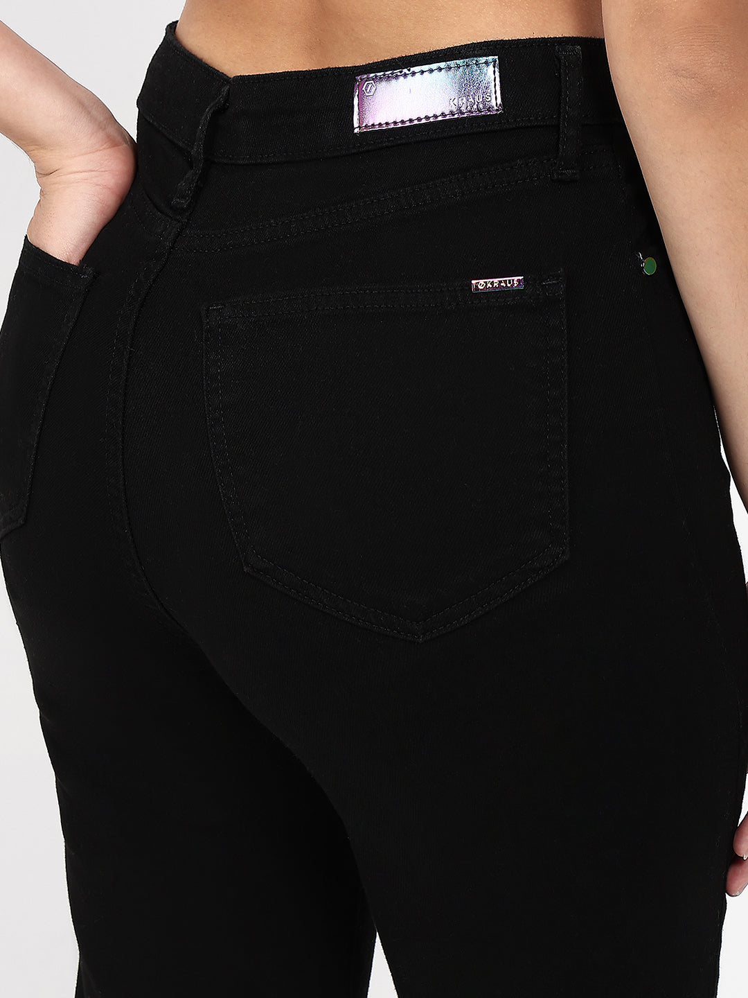 Women Black High-Rise Crop Wide Leg Jeans