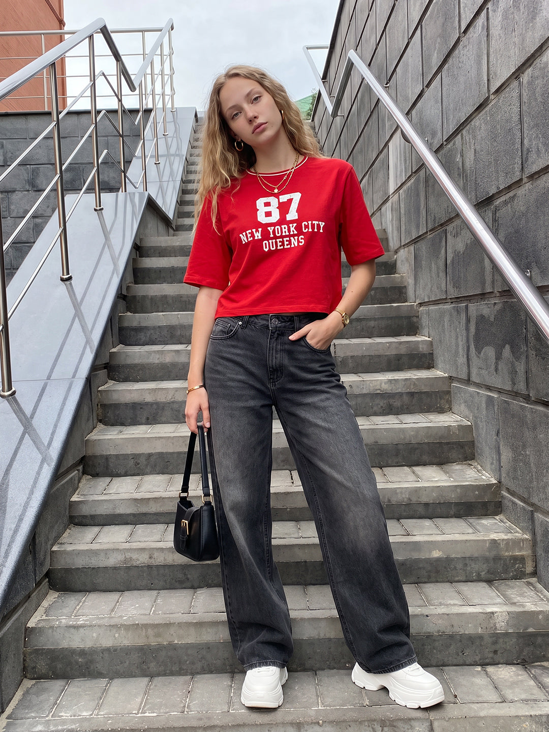 Red Graphic Crop Tees