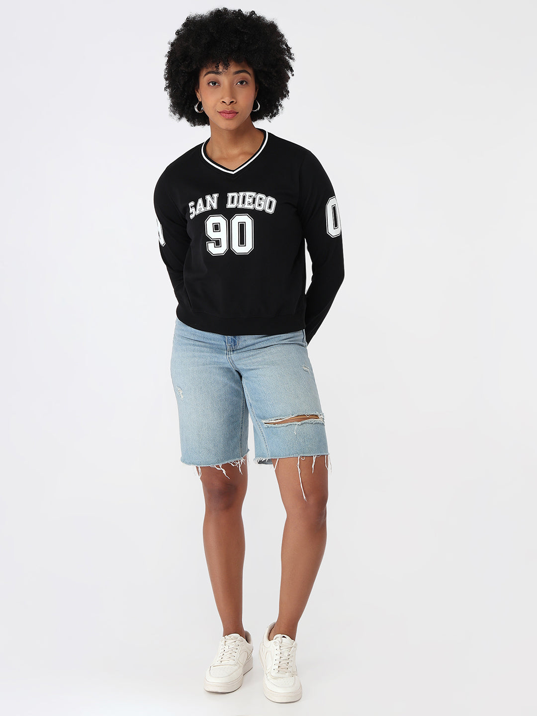 Women Black Slim Fit Sweatshirt