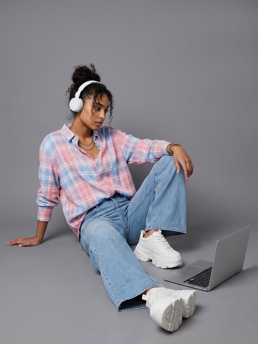 Peach/Blue Oversized Shirt