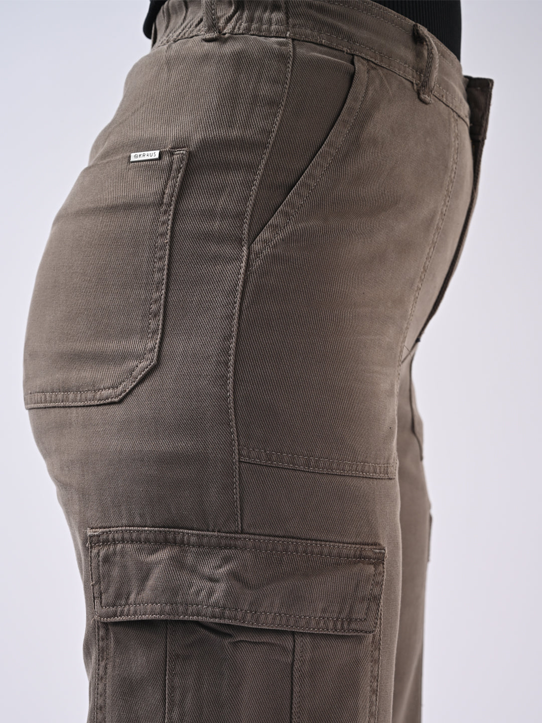 Women Dark Oyster High-Rise Cargo