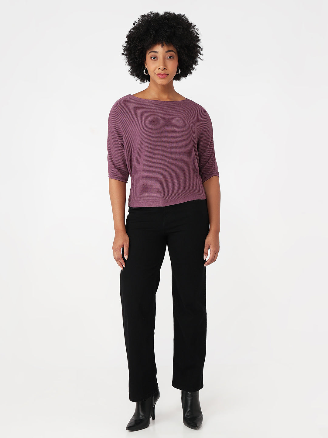 Women Mauve Slim Fit Batsleeve