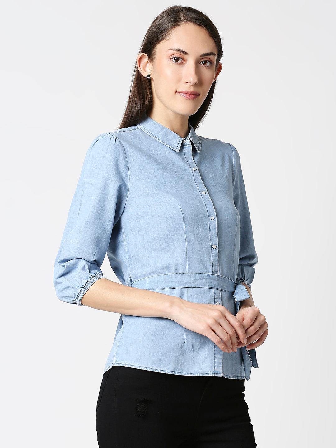 Women Blue Denim Top