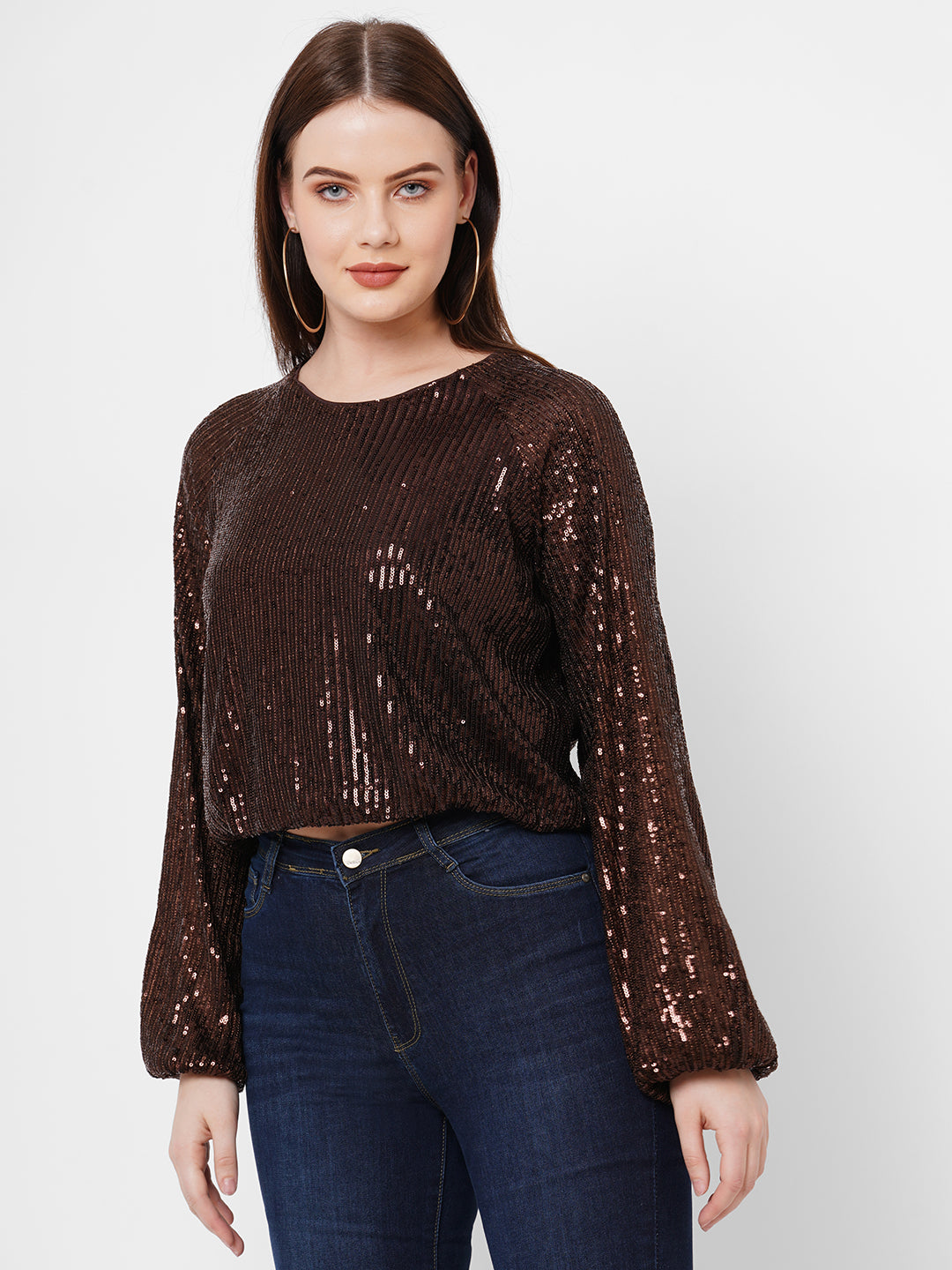 Women Brown Party Wear Top