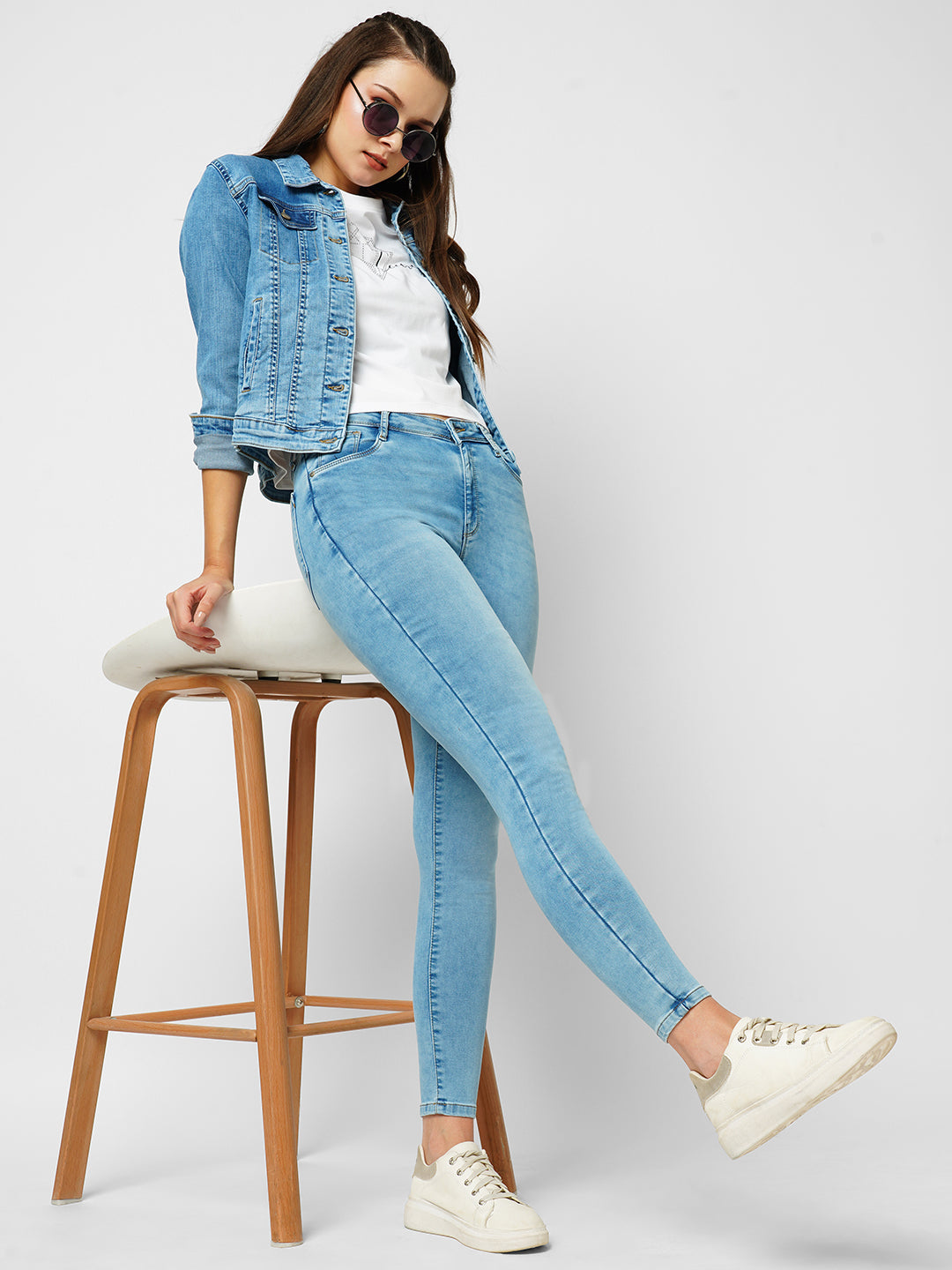 Women Light Blue High-Rise Skinny Jeans