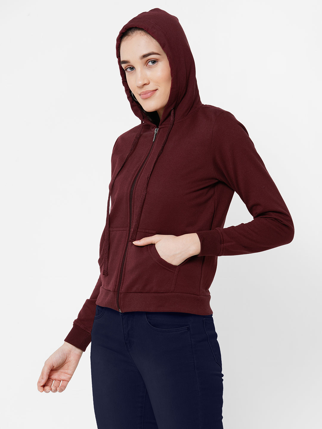 Women Hooded Full Sleeves With Pockets Sweatshirt