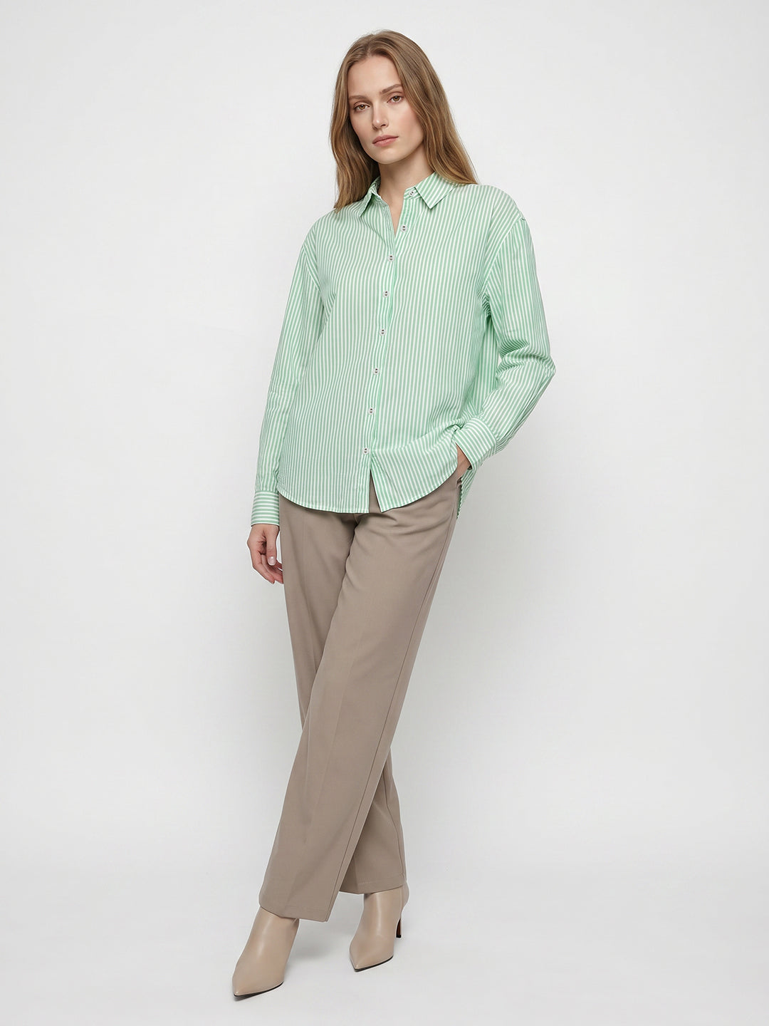 Women Mint/White Oversize Shirt