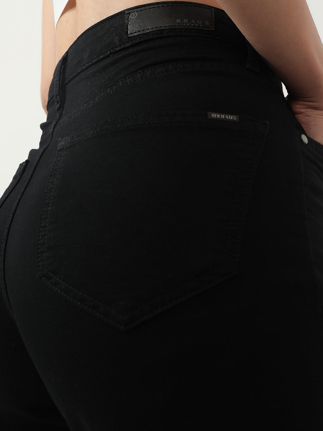 Women Black High-Rise Wide Leg Jeans