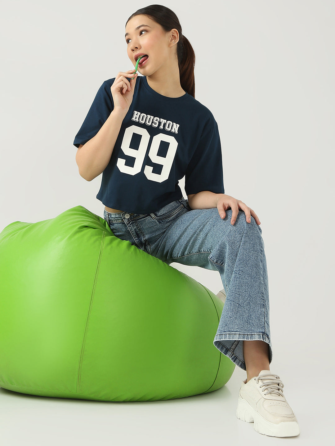 Women Graphic Crop Slim Fit Tees