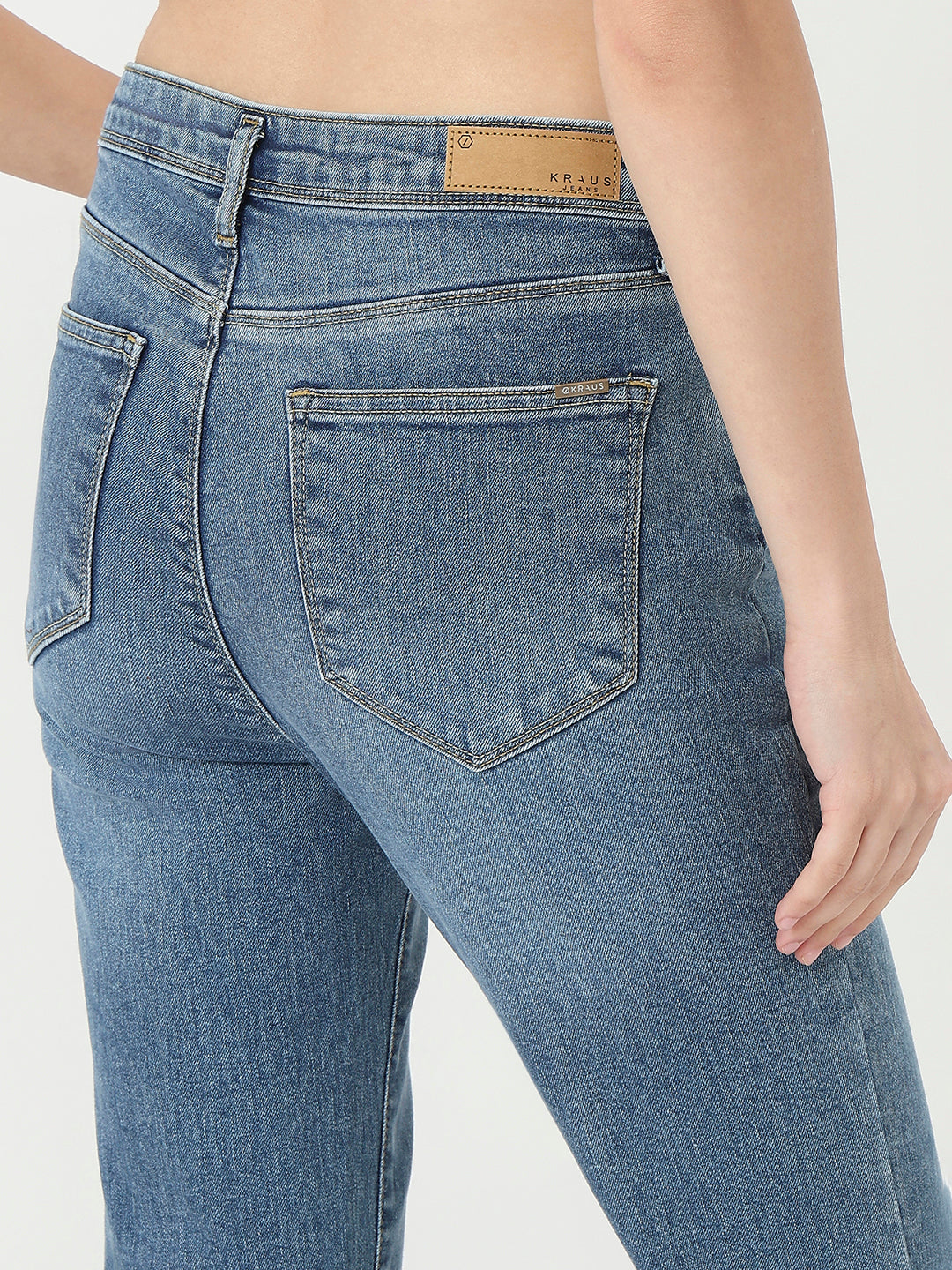 Blue High-Rise Mini Flare Jeans
