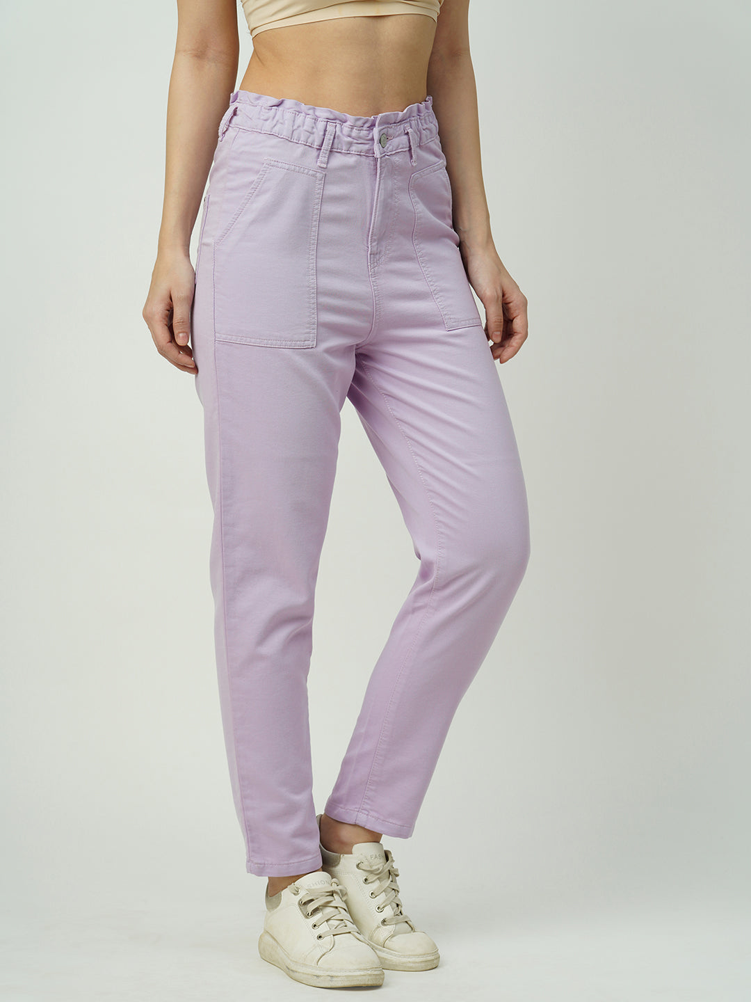 Women Lilac High-Rise Baggy Fit Jeans