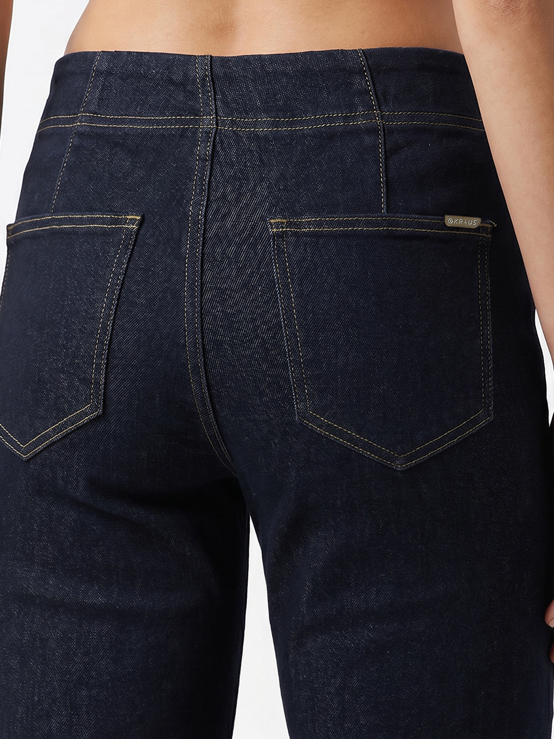 Dark Blue High-Rise Straight Fit Jeans