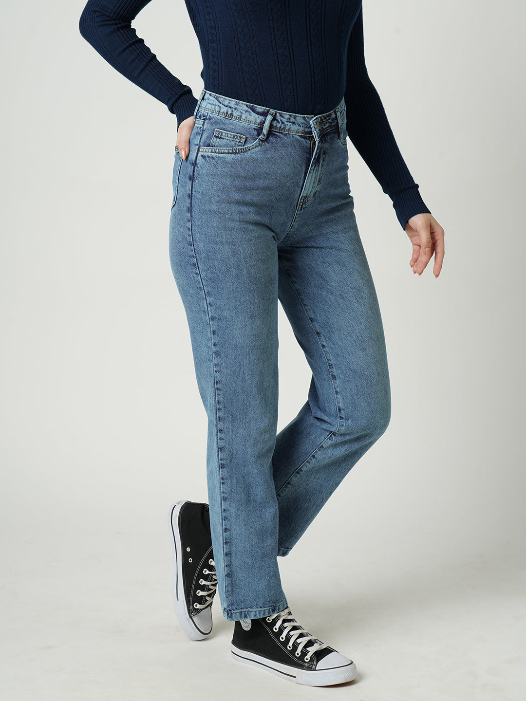 Women High-Rise Loose Straight Jeans