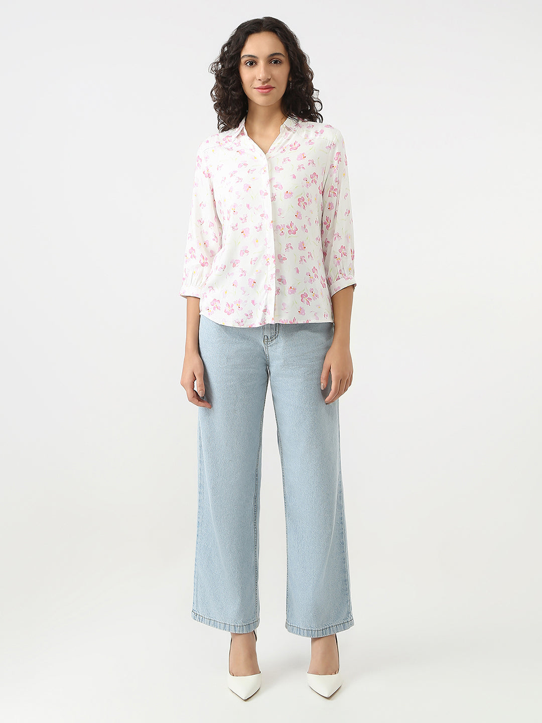 Women Pink Floral Print Shirt