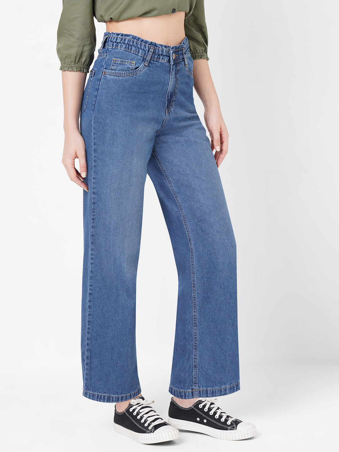 Women High-Rise Parallel Wide Leg Jeans