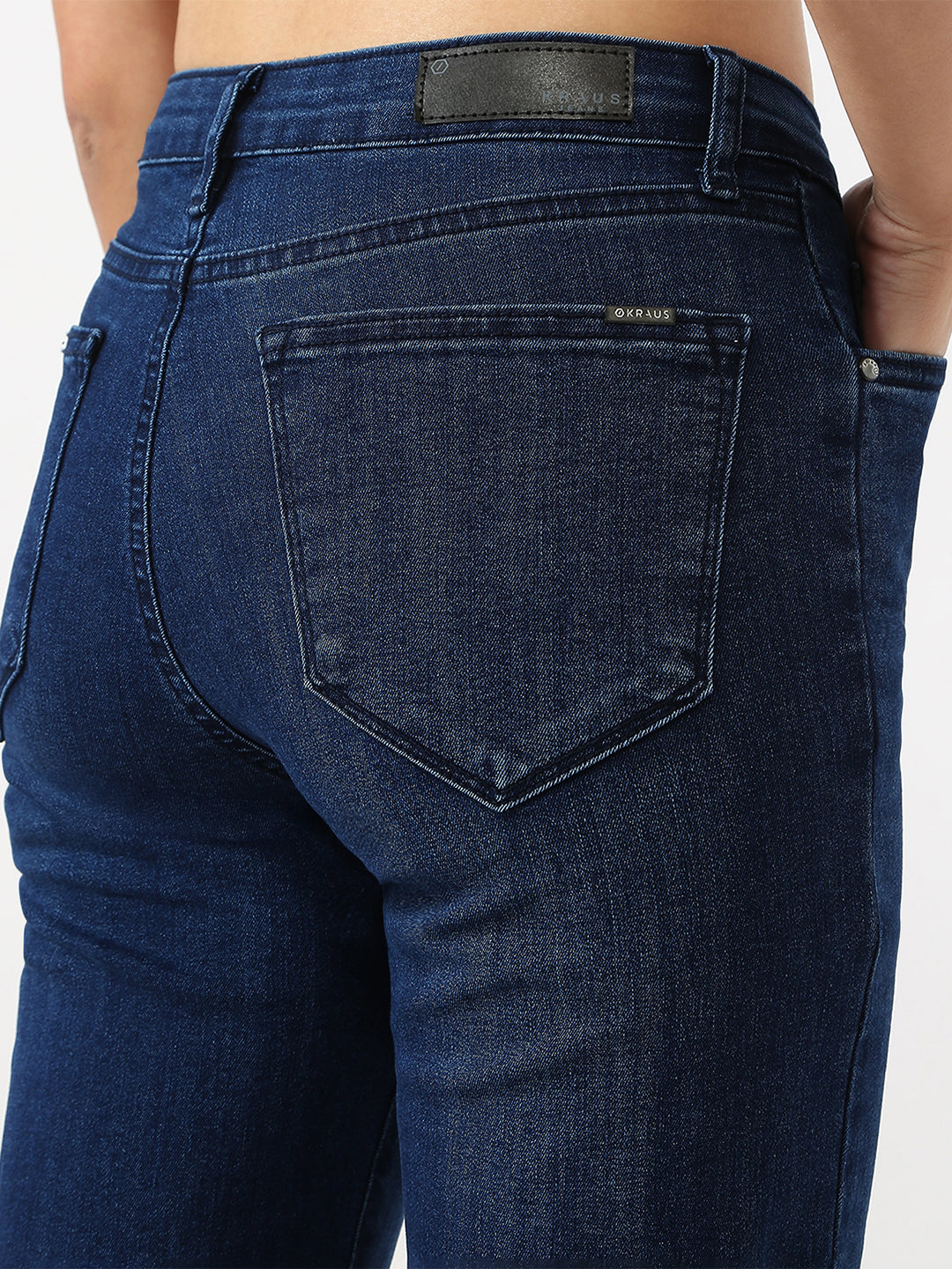 Women Dark Blue High-Rise Relax Straight Jeans