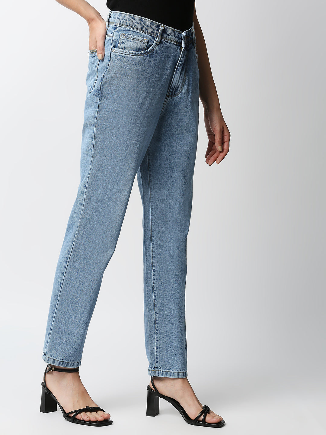 Women Dark Blue Super High-Rise Straight Jeans