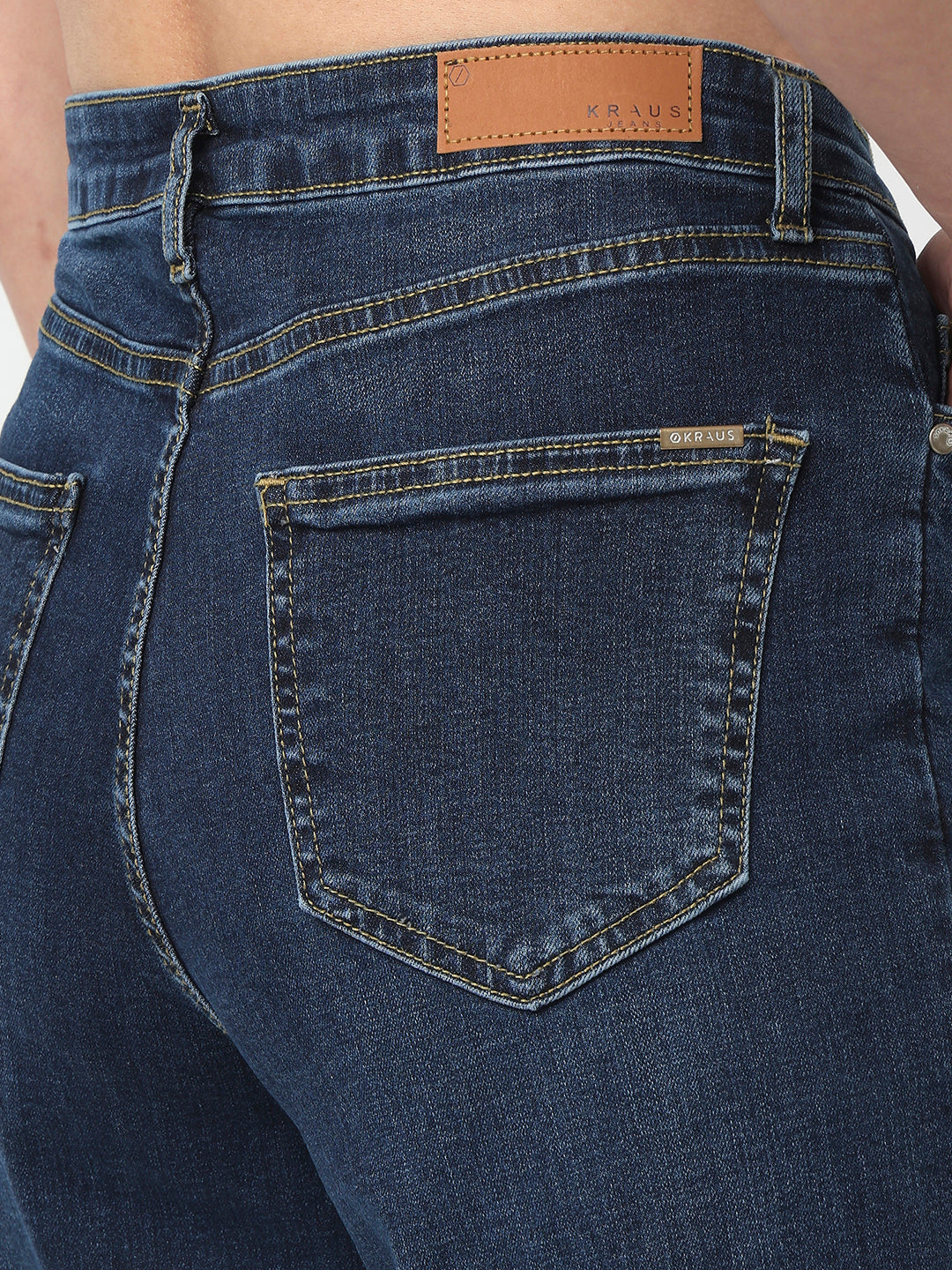 Women Dark Blue High-Rise Super Wide Leg Jeans