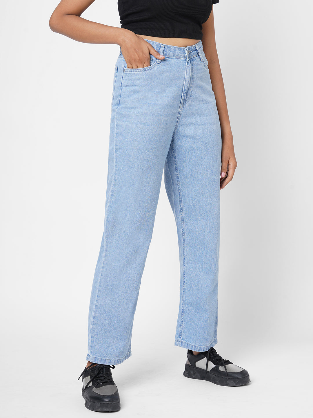 Women High-Rise Loose Straight Jeans