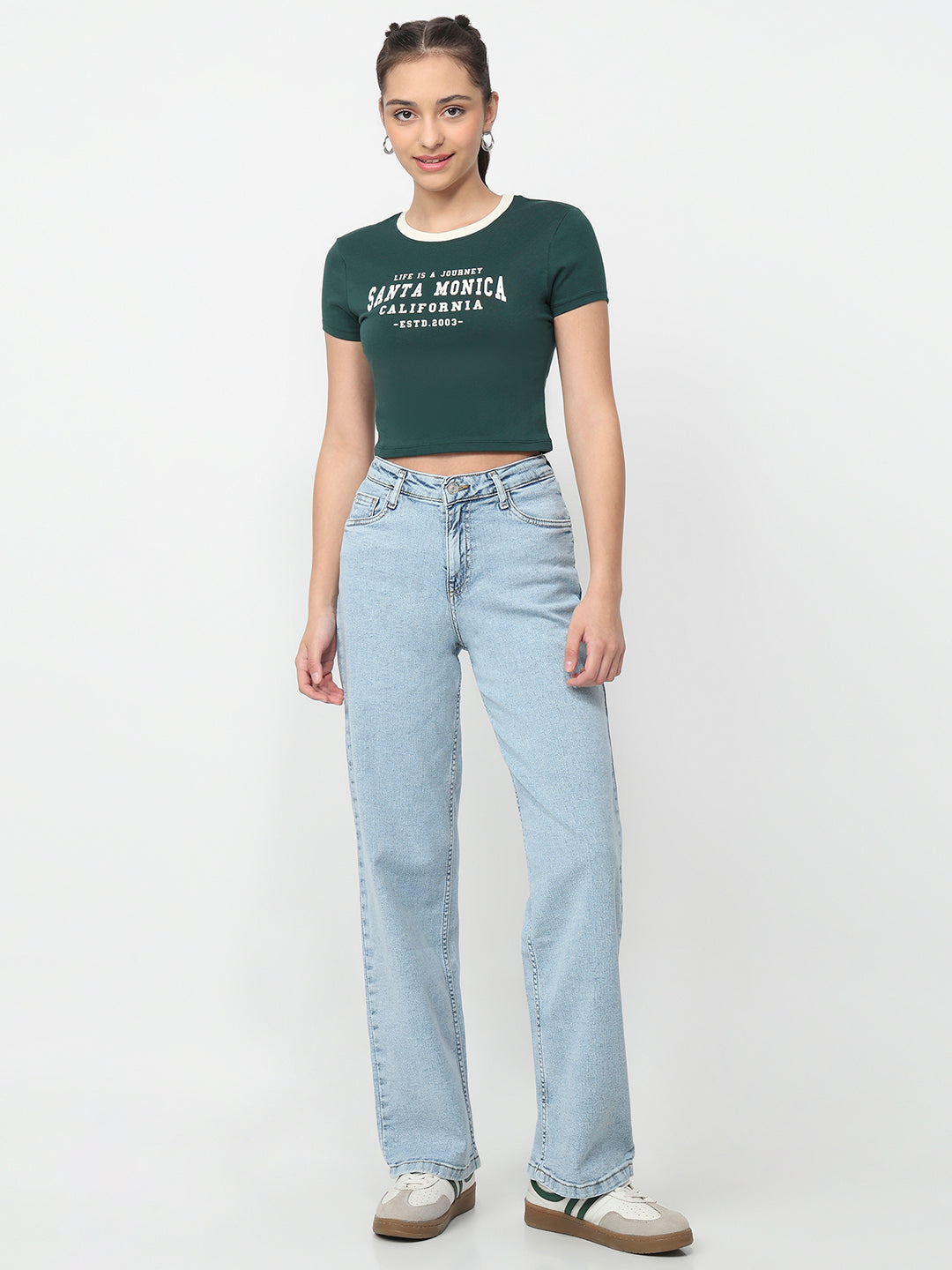 Women Bottle Green Genz Tees