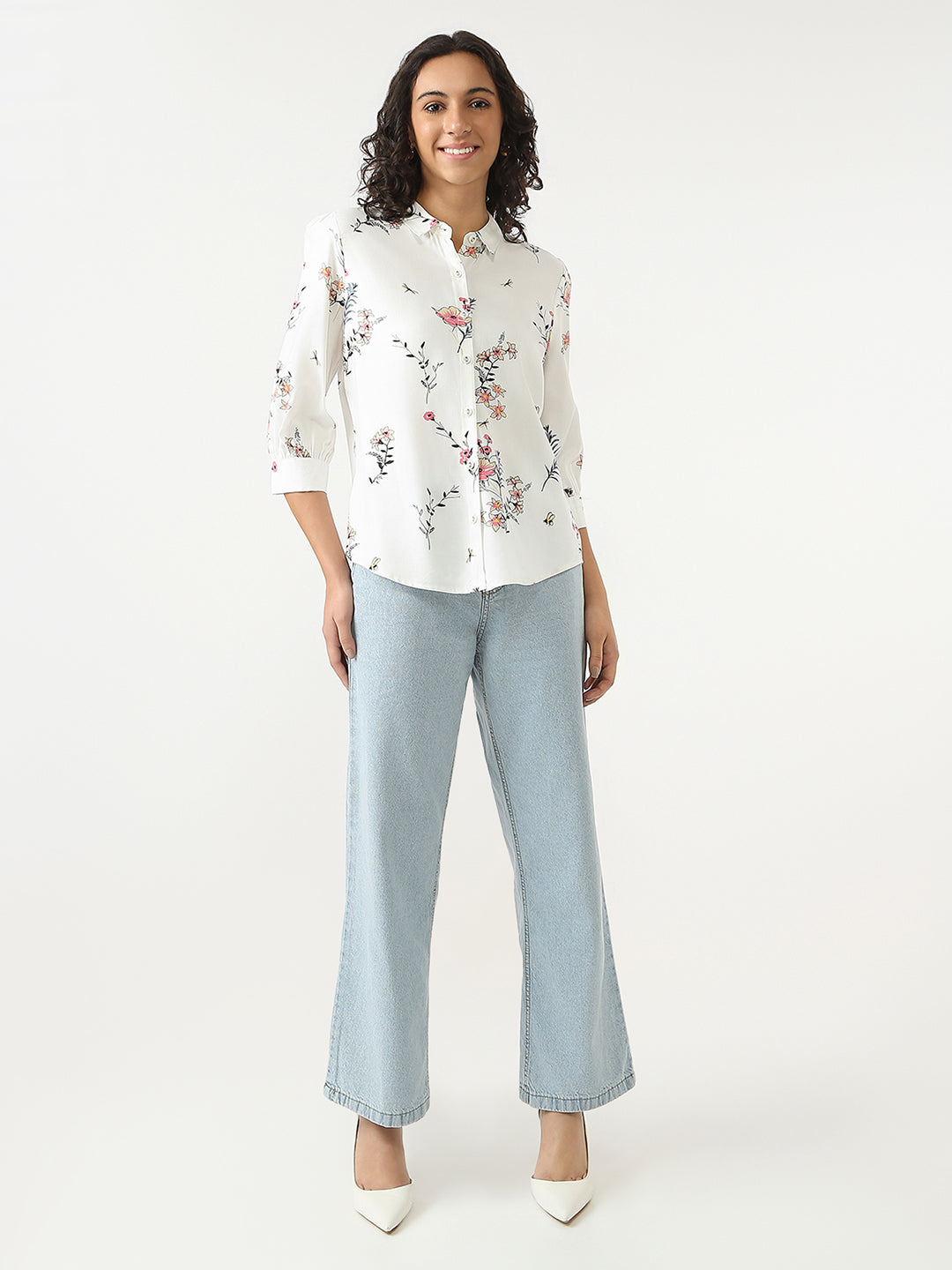 Women Off White Printed Shirt