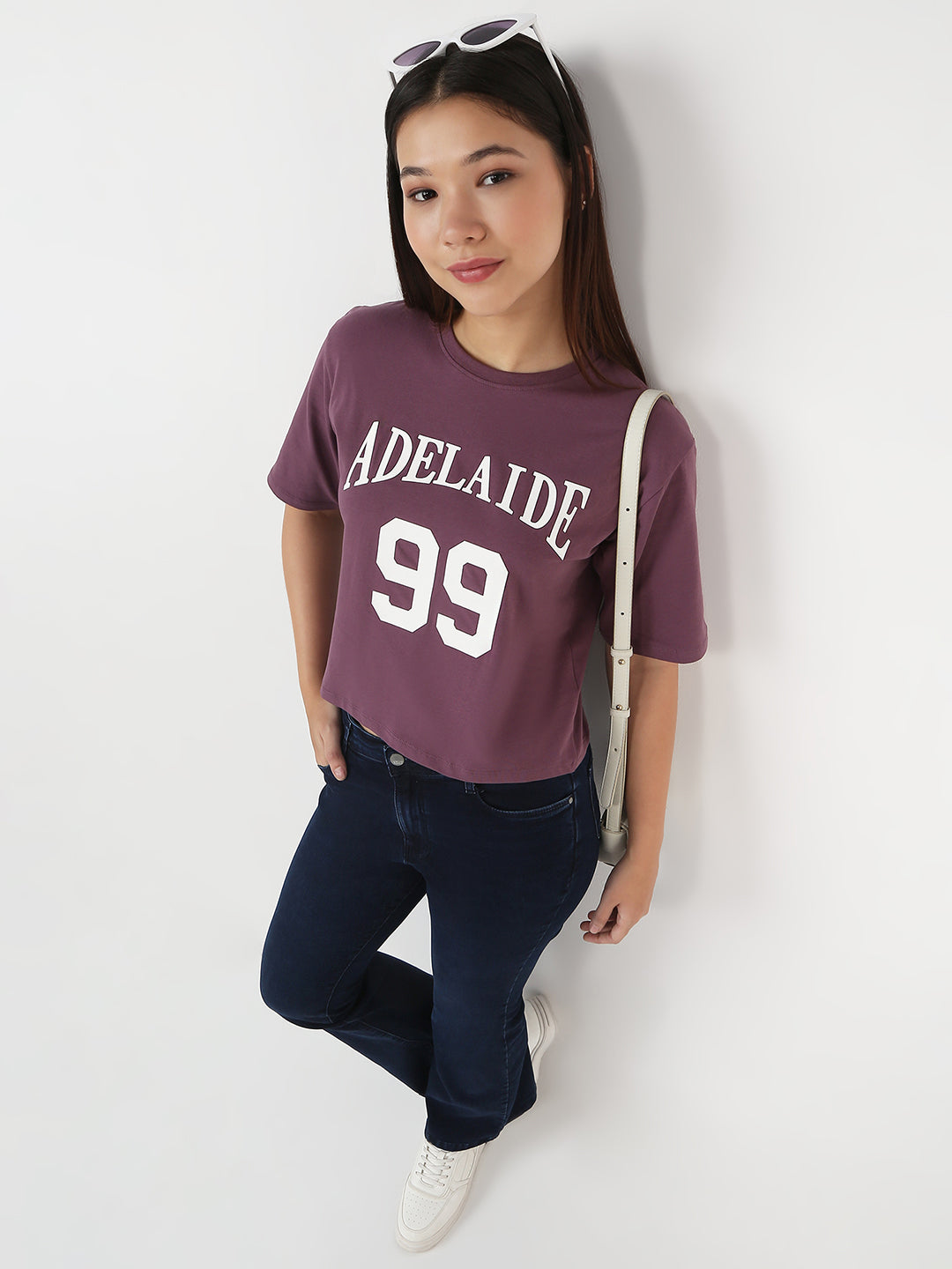 Women Mauve Slim Boxy T-Shirt
