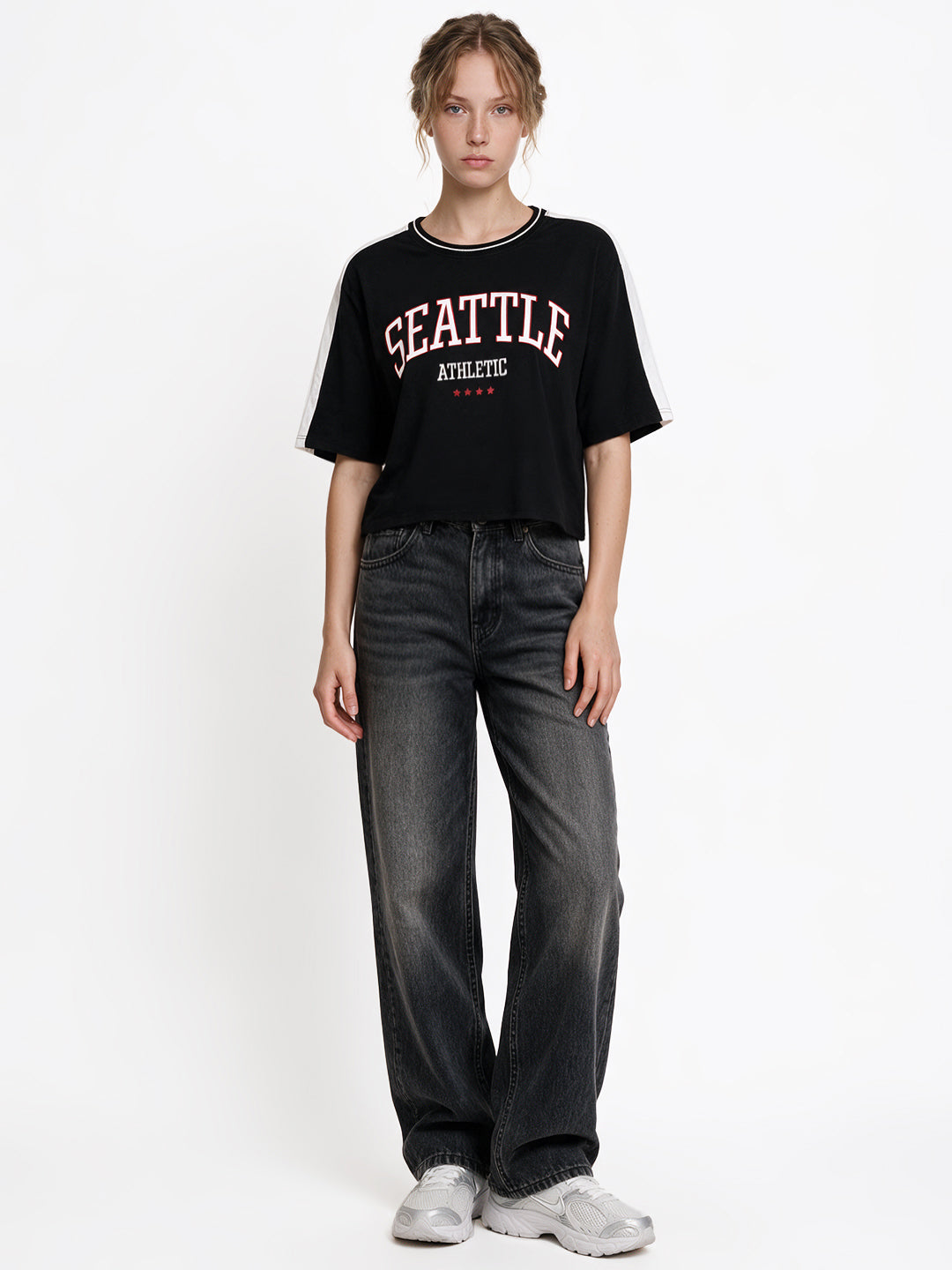 Black Graphic Crop Genz Tees