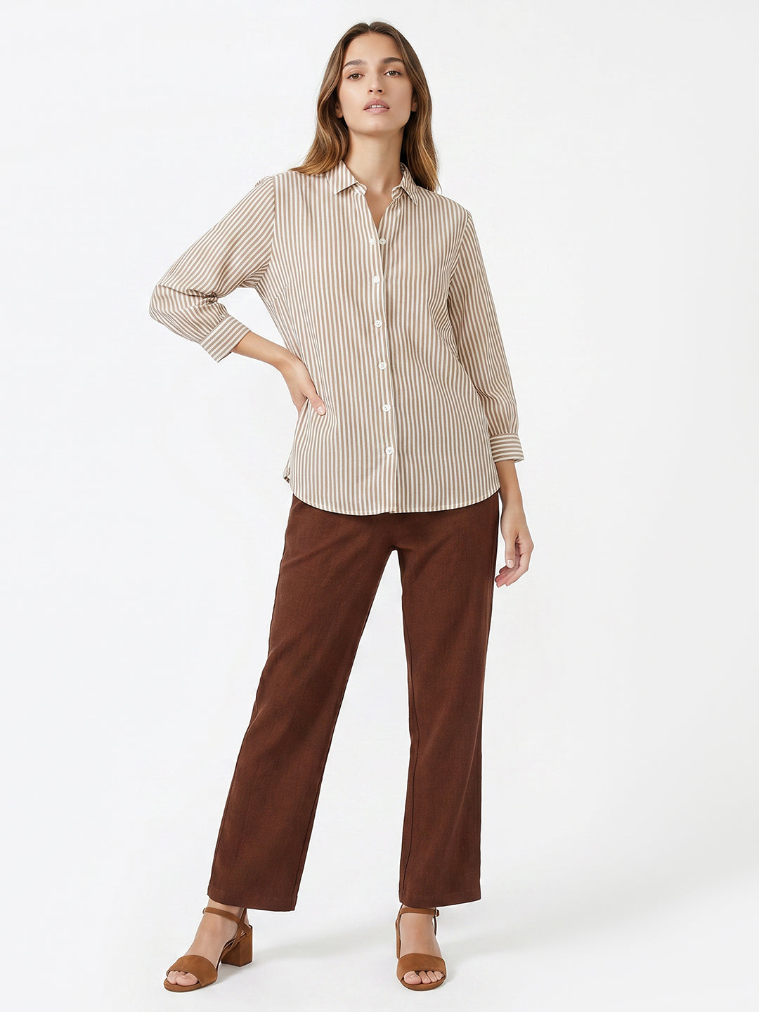Women Beige/White Shirt