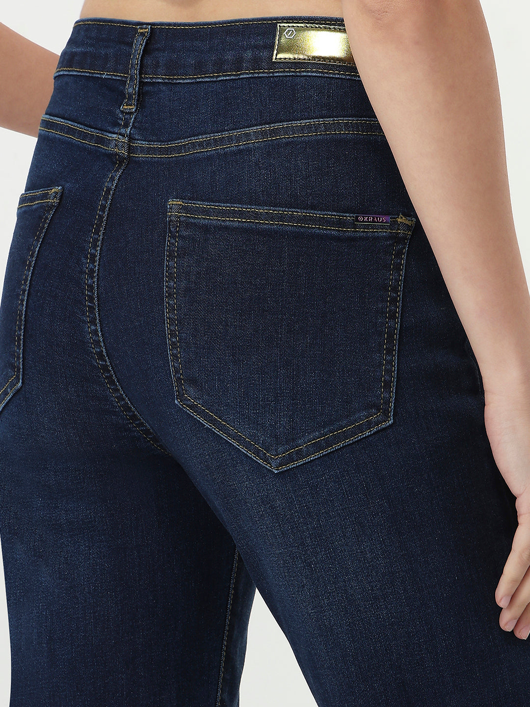 Women Dark Blue Slim Straight Jeans
