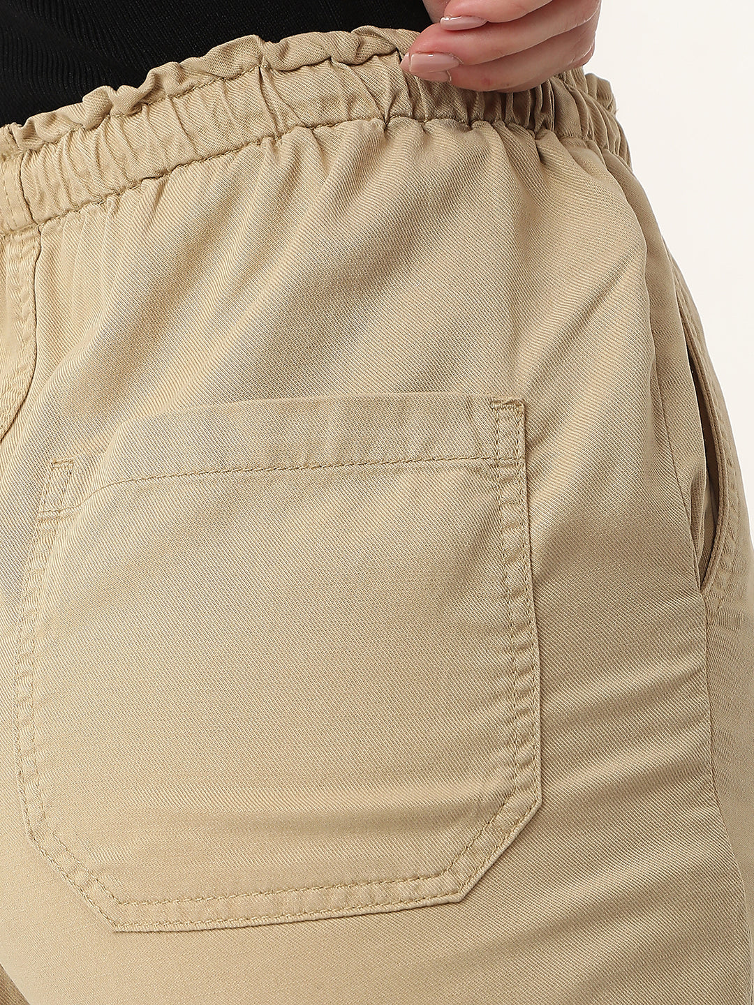 Women Beige Loose Straight Fit Trouser