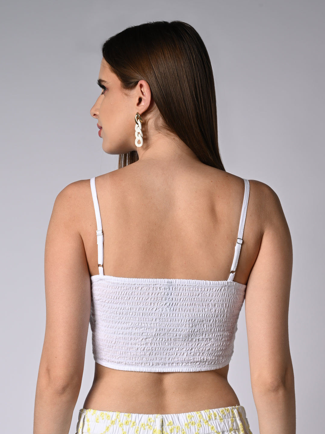 Women Self Design Slim Fit Bustier Top