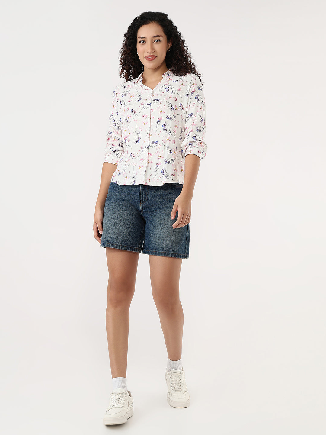 Women Floral Print Slim Shirt