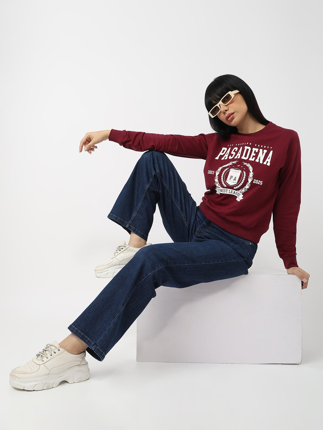 Women Wine Slim Fit Sweatshirt