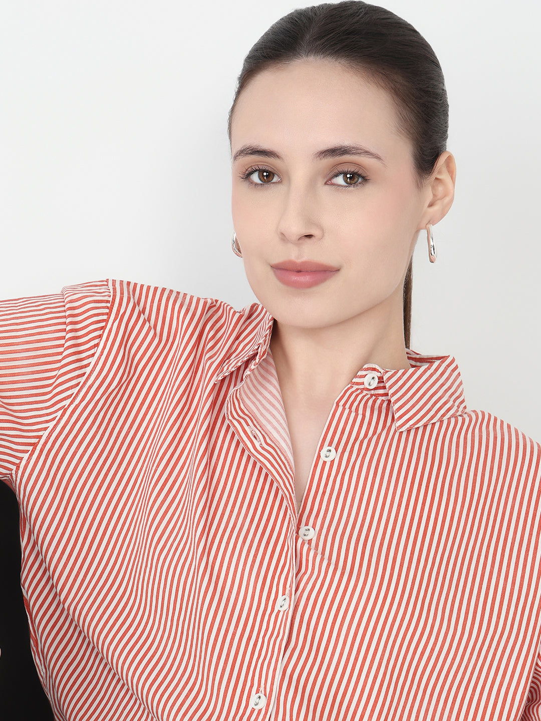 Women Red/White Oversized Shirt