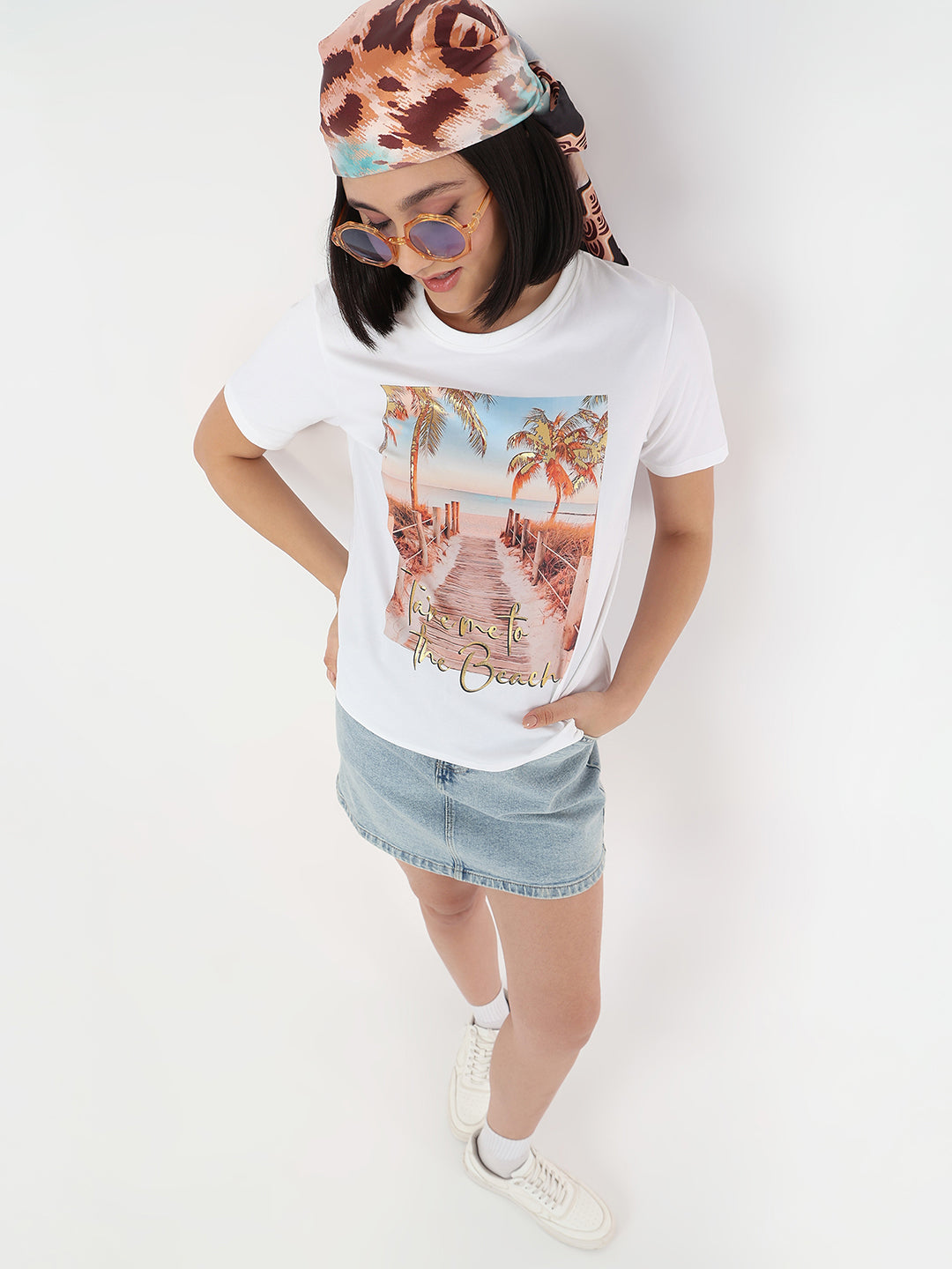 Women White Slim Fit T-Shirt