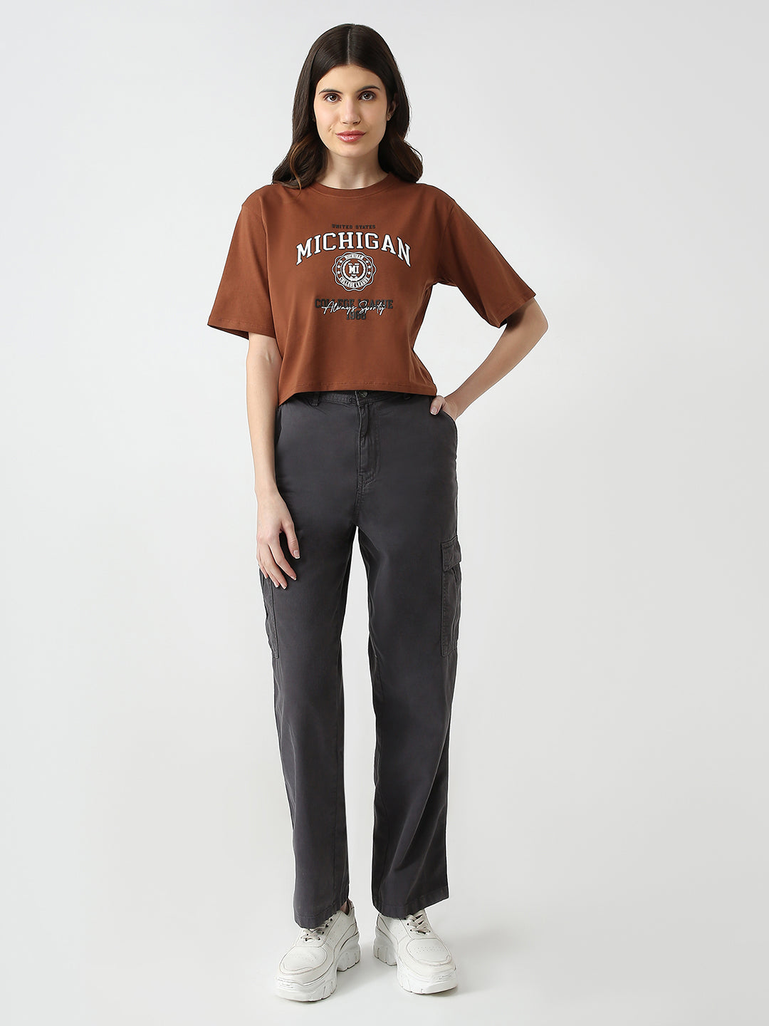 Women Graphic Crop Slim Fit Tees