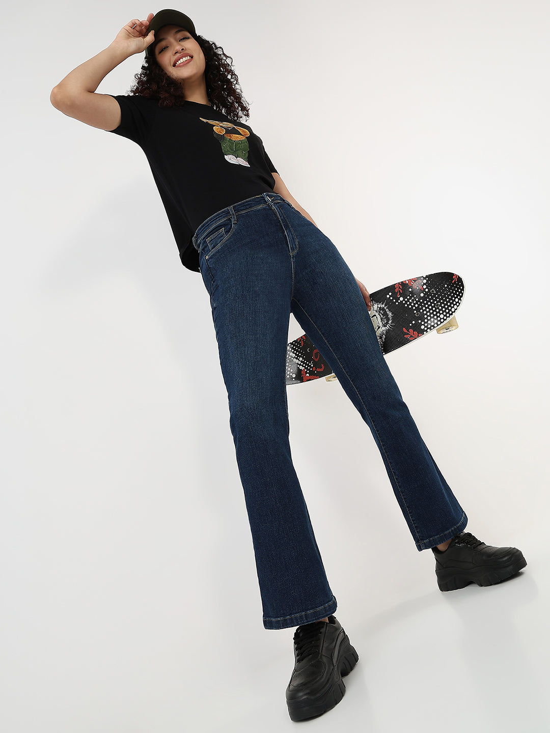 Dark Blue High-Rise Flare Jeans