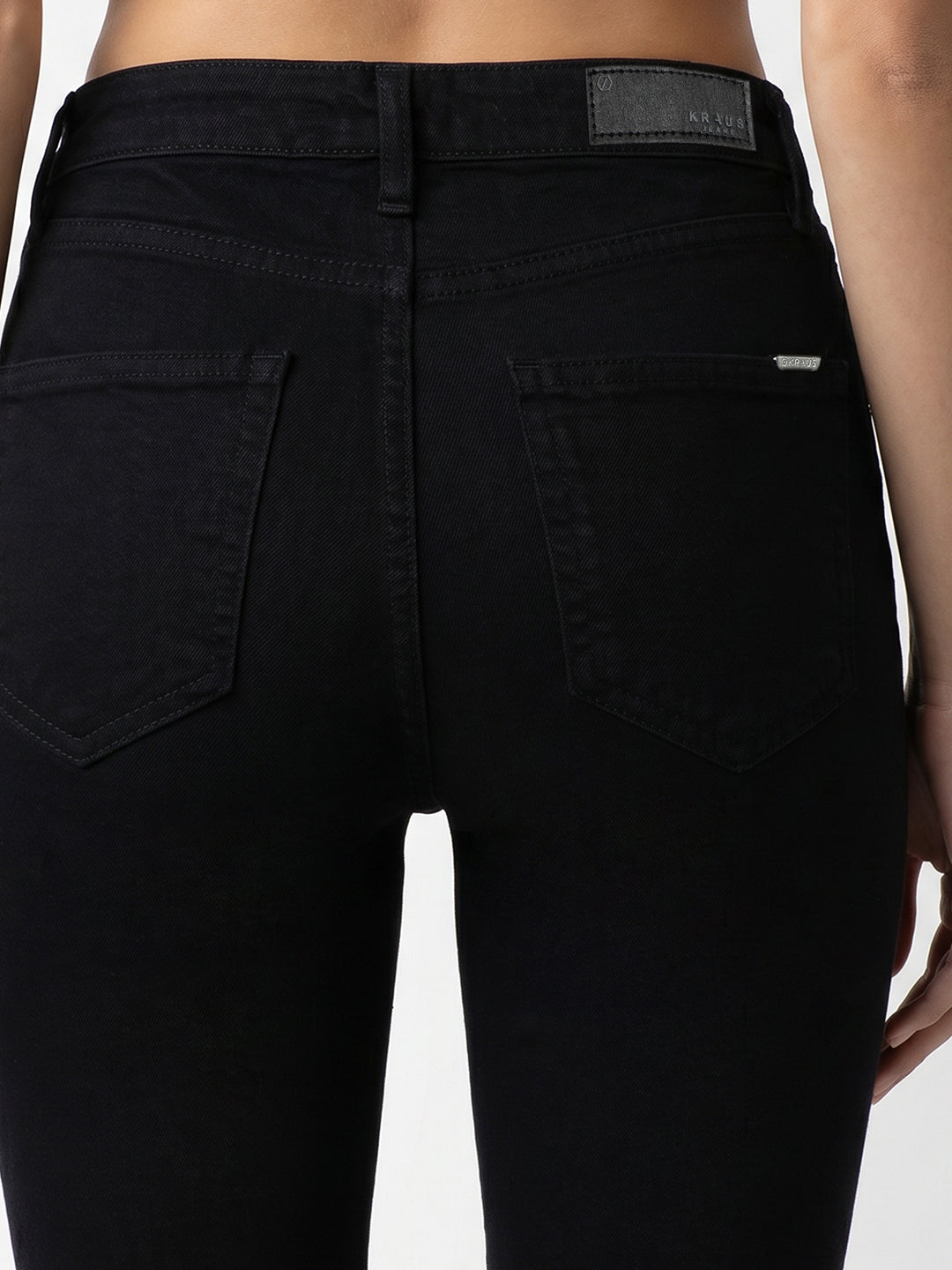 Women Black High-Rise Crop Wide Leg Jeans