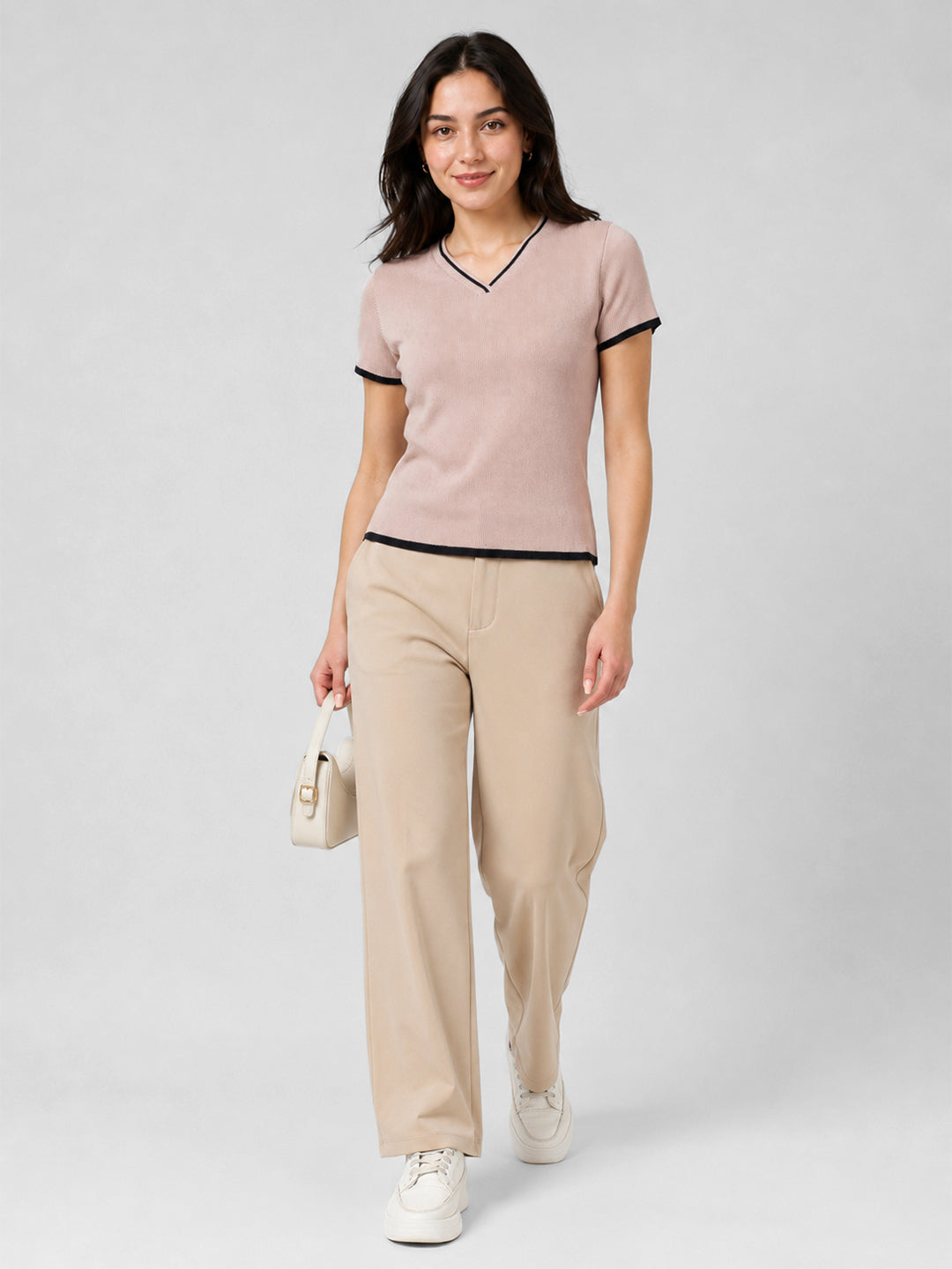 Women Beige Flat Knit