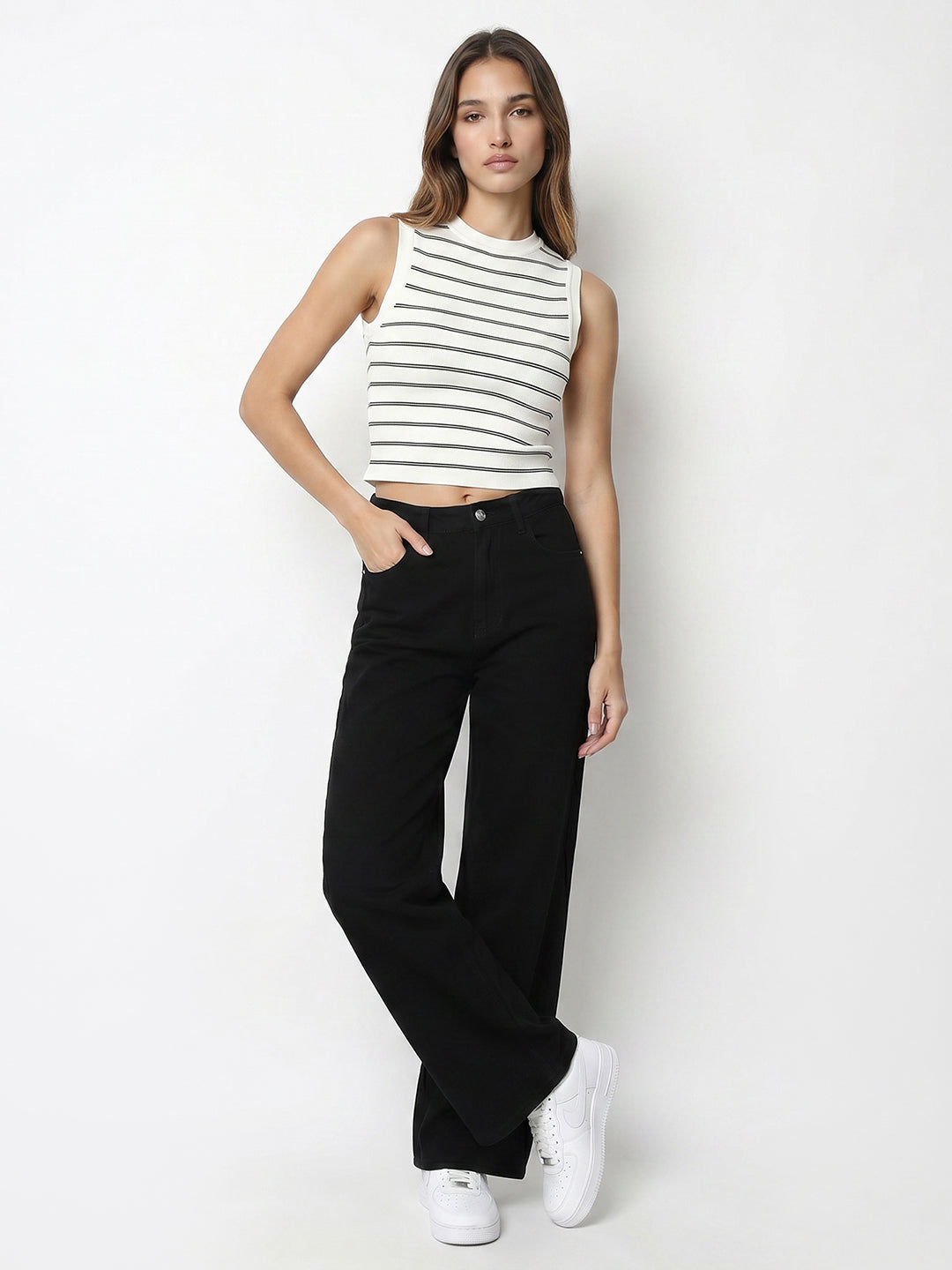 Women Black/White Tank Top