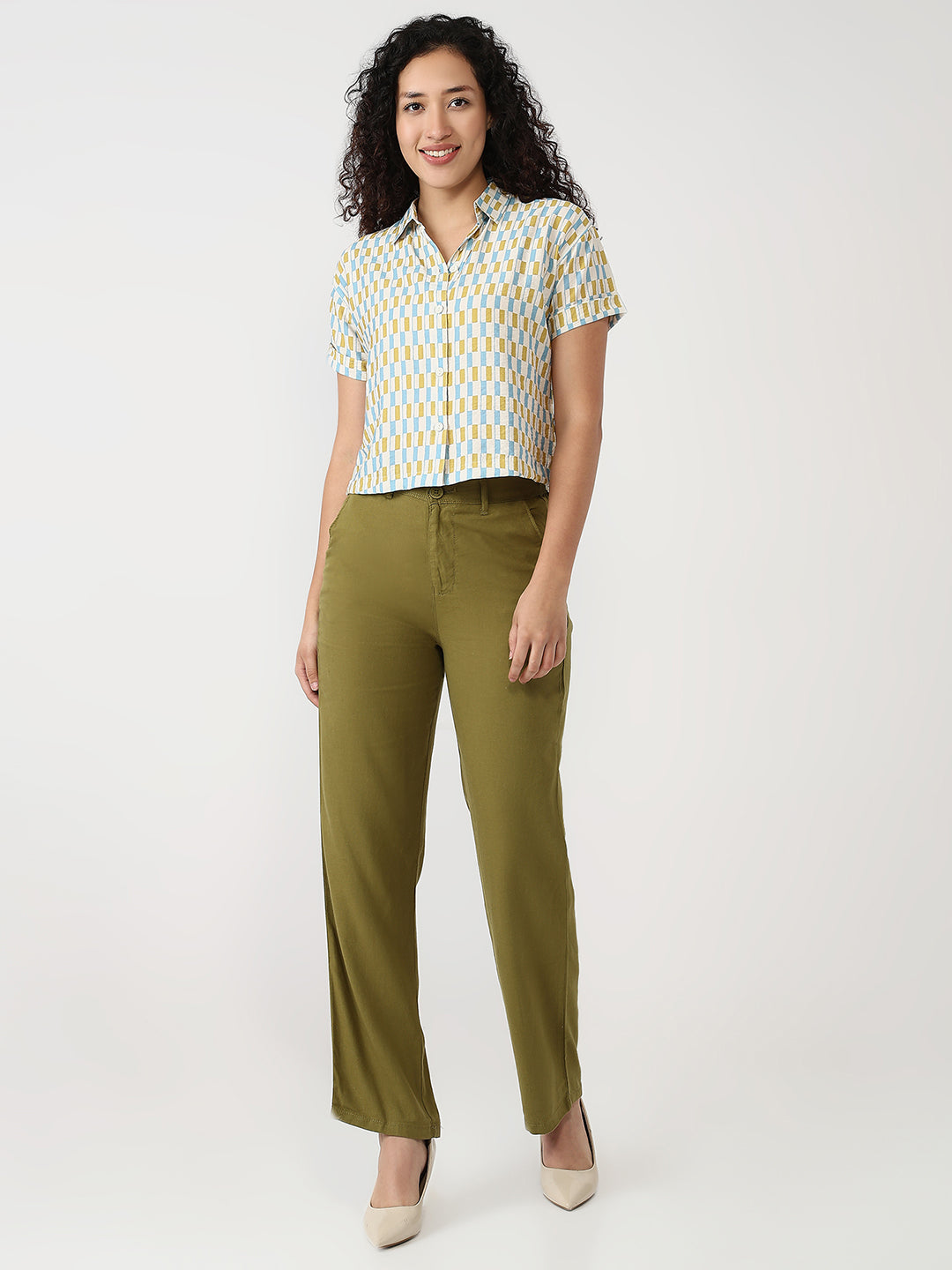 Women Multi Slim Crop Shirt