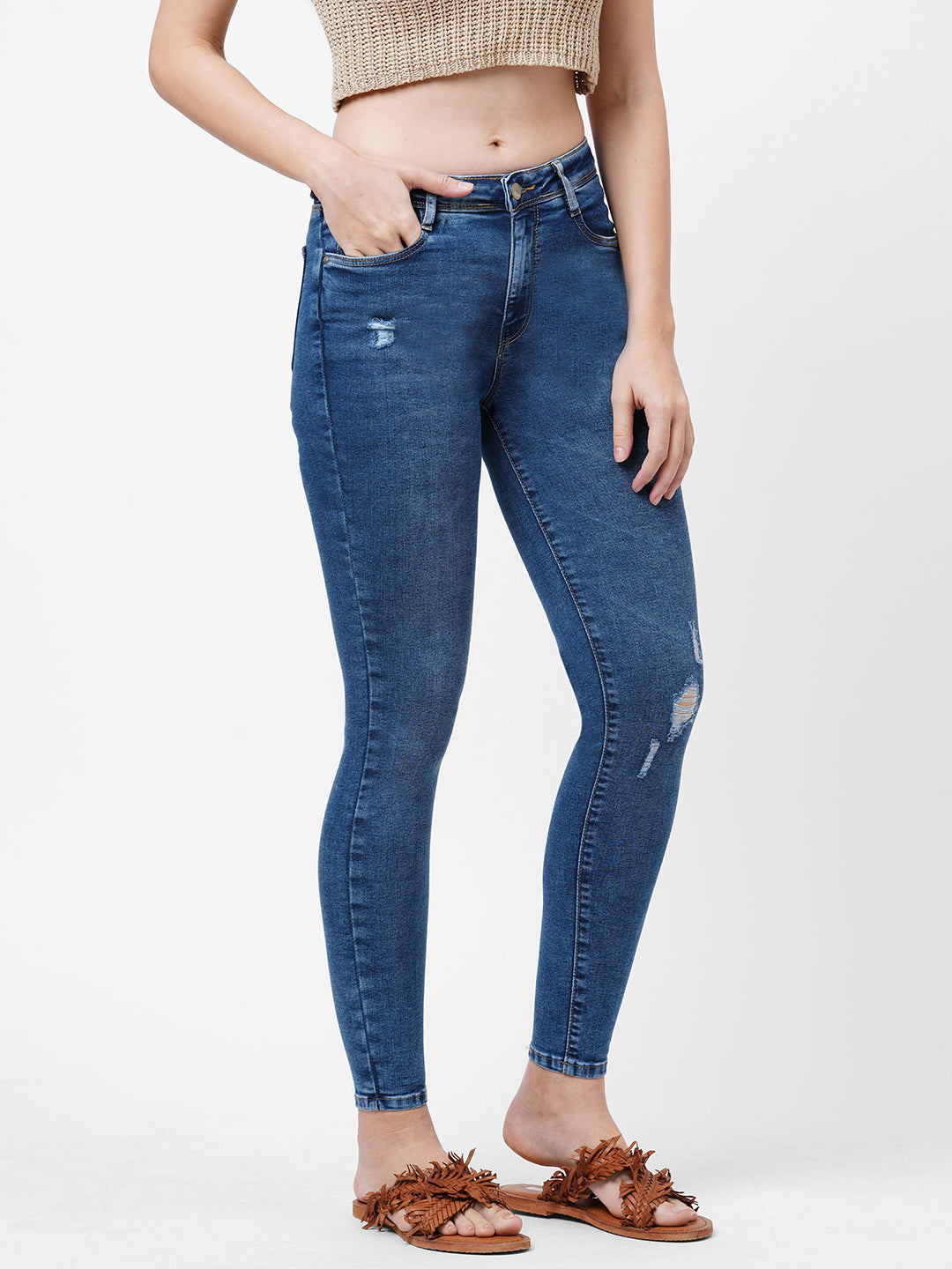 Women Blue High-Rise Skinny Jeans