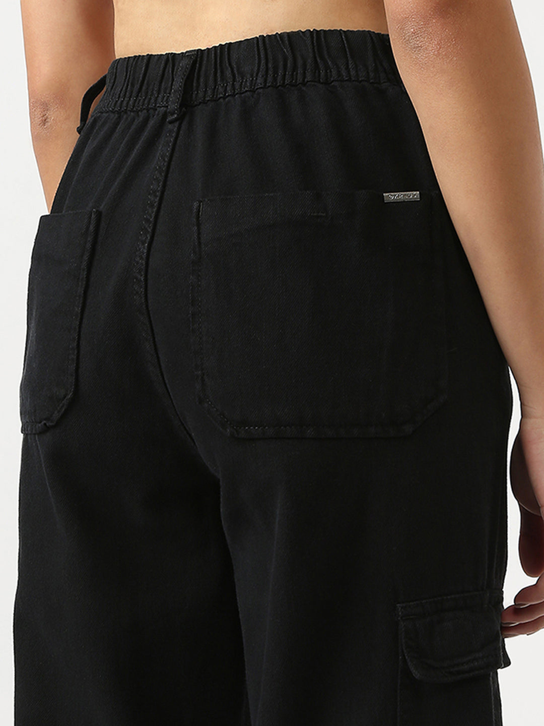 Women Black Mid-Rise Cargo